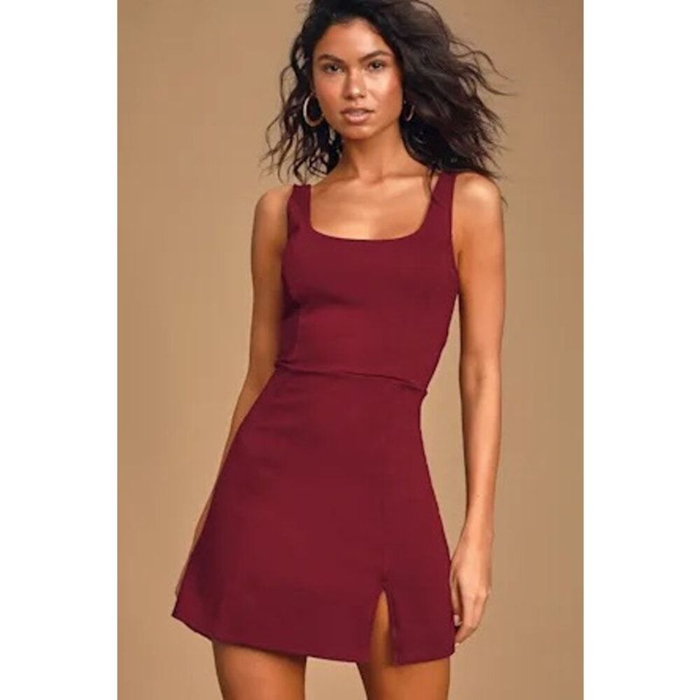 Lulus Always Admired Burgundy Sleeveless Mini Dress Size Small